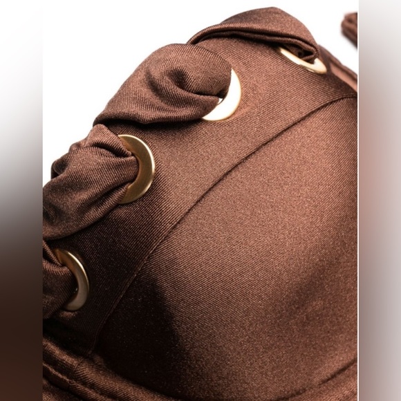 ZIMMERMAN Devi eyelet-embellished cutout underwired halterneck swimsuit 8/10 - Picture 4 of 12